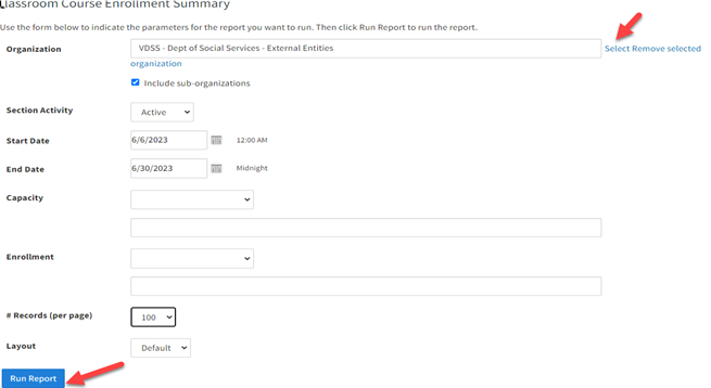 Where to run the enrollment report